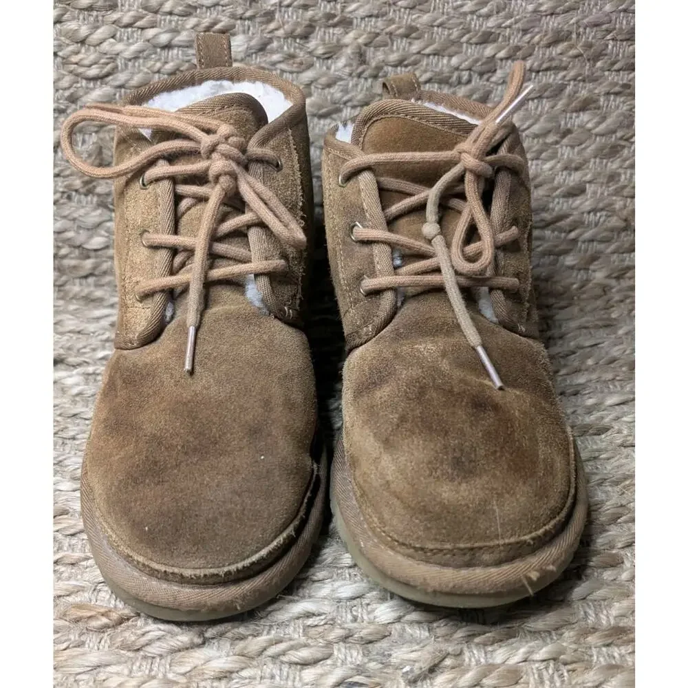 UGG Neumel Chukka Ankle Boots Men’s 9 Brown Suede Wool Lined Lace Up